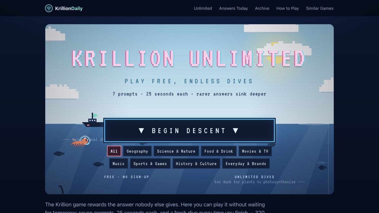 Krillion Daily website preview